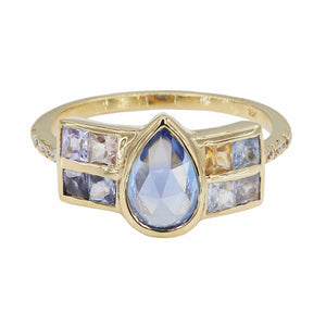 Galaxy rose cut pear sapphire Future ring