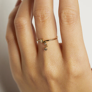 Gravity bypass baguette champagne diamond ring