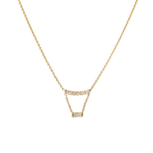 Gravity chain baguette diamond necklace