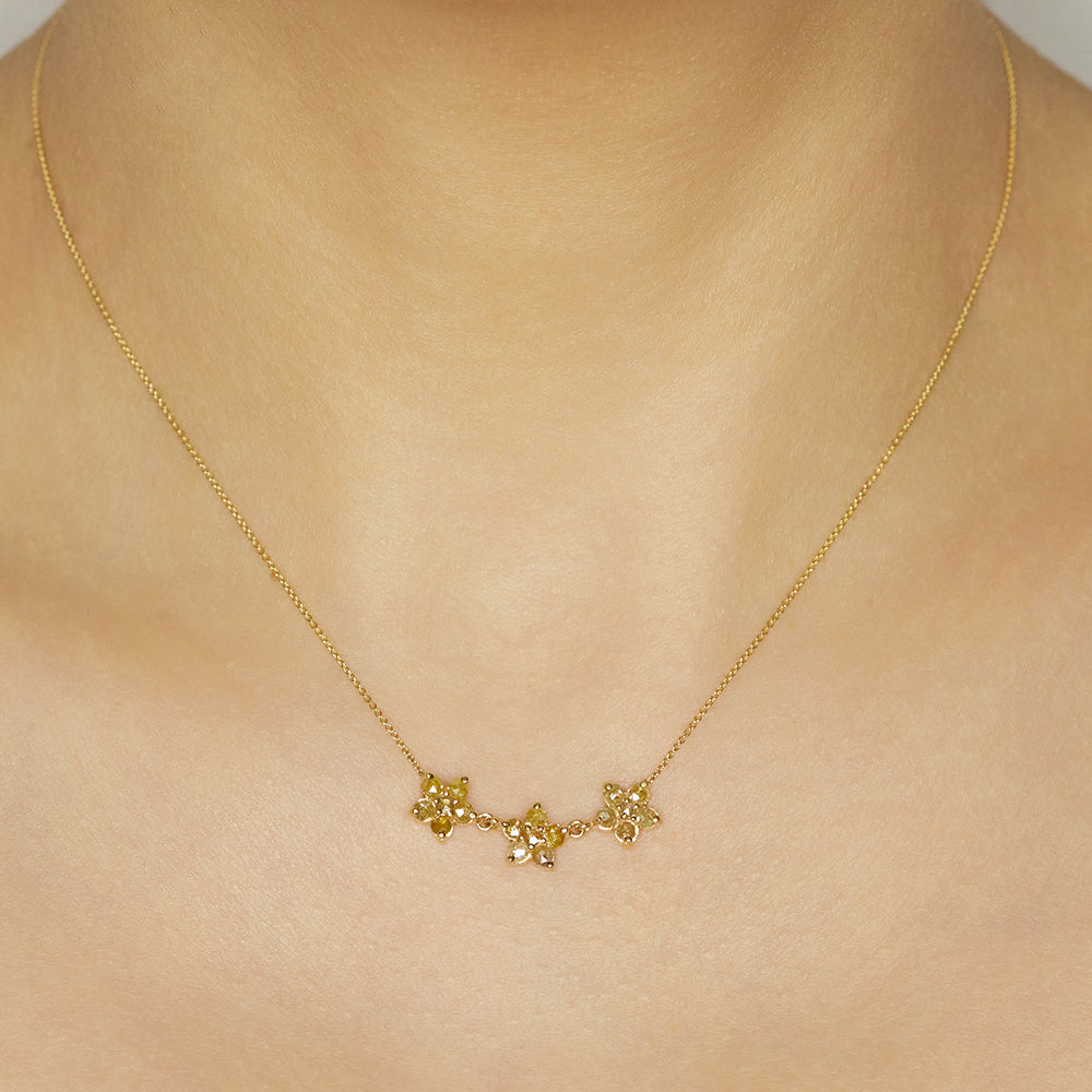 Stardust yellow three star diamond necklace