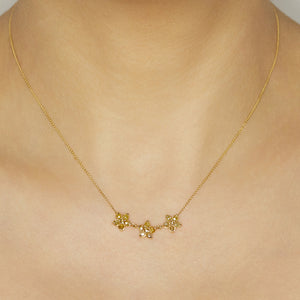 Stardust yellow three star diamond necklace