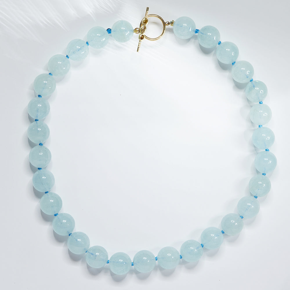 Galaxy aquamarine and color diamond toggle necklace