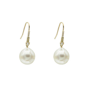 Galaxy diamond South Sea pearl dangle earrings