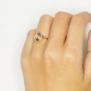 Galaxy oval rose cut diamond ring