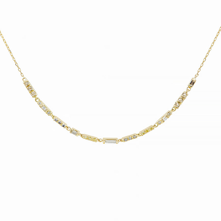 Astro multi diamond line necklace (center baguette diamond)