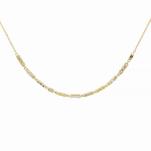 Astro multi diamond line necklace (center baguette diamond)