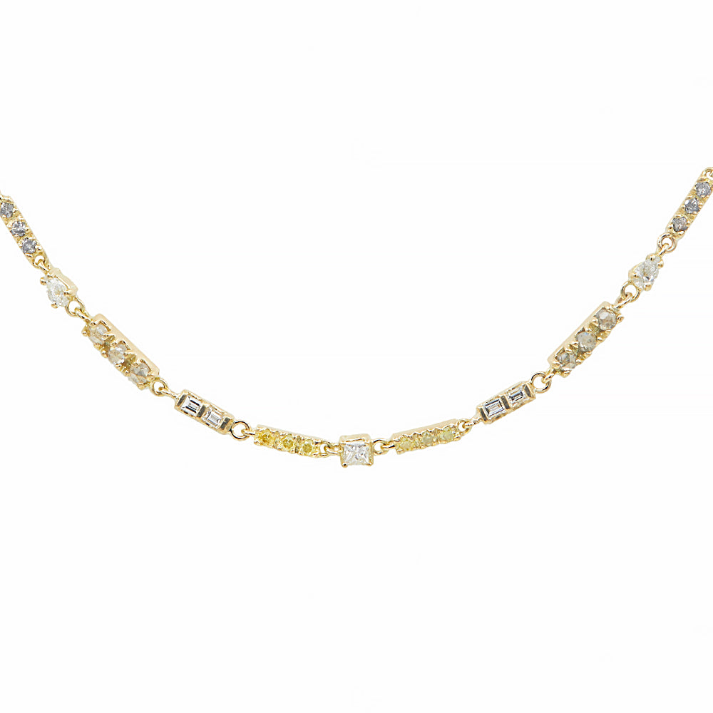 Astro multi diamond line necklace (center princess cut diamond)