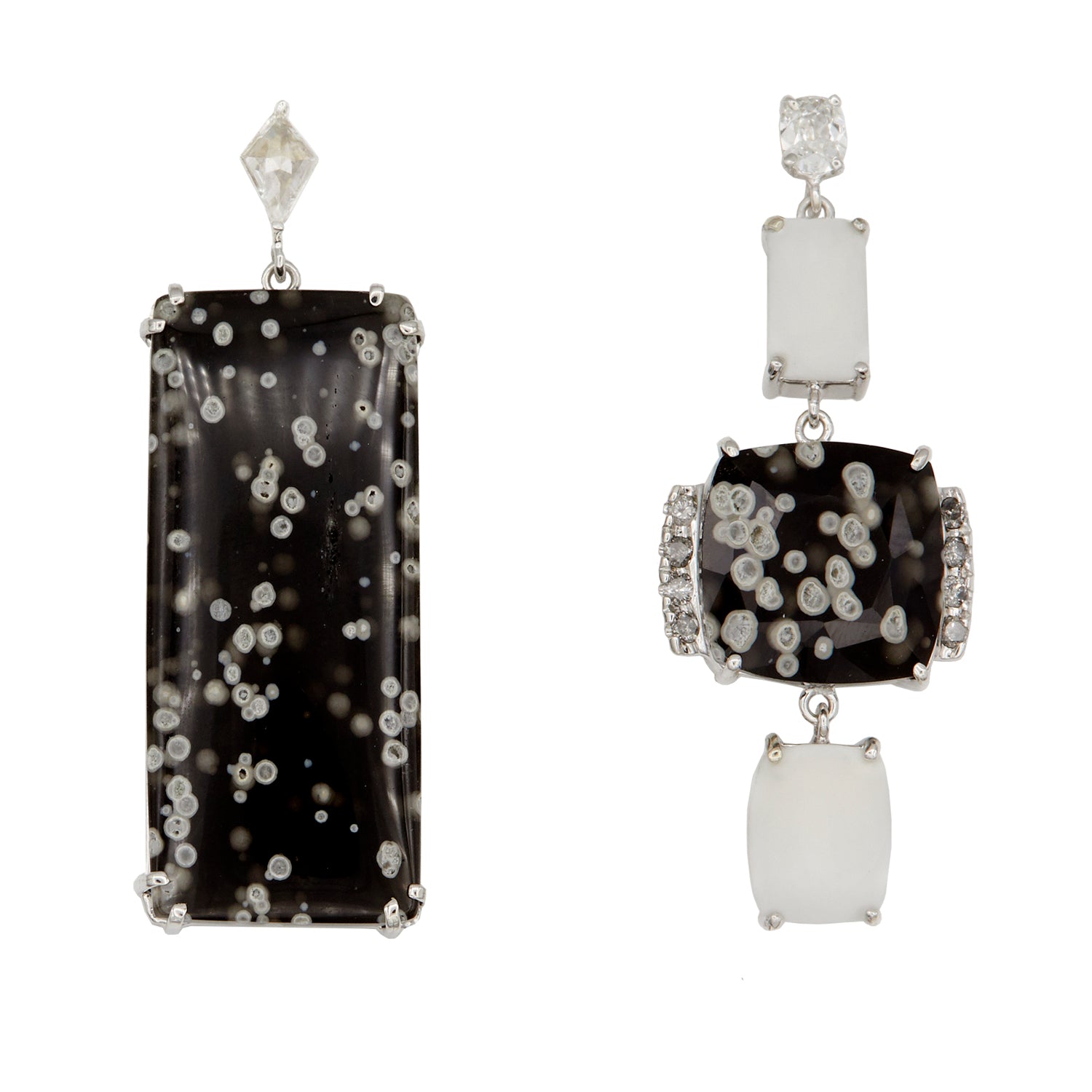 Galaxy Rare Cosmic Obsidian and Priceite diamond earrings