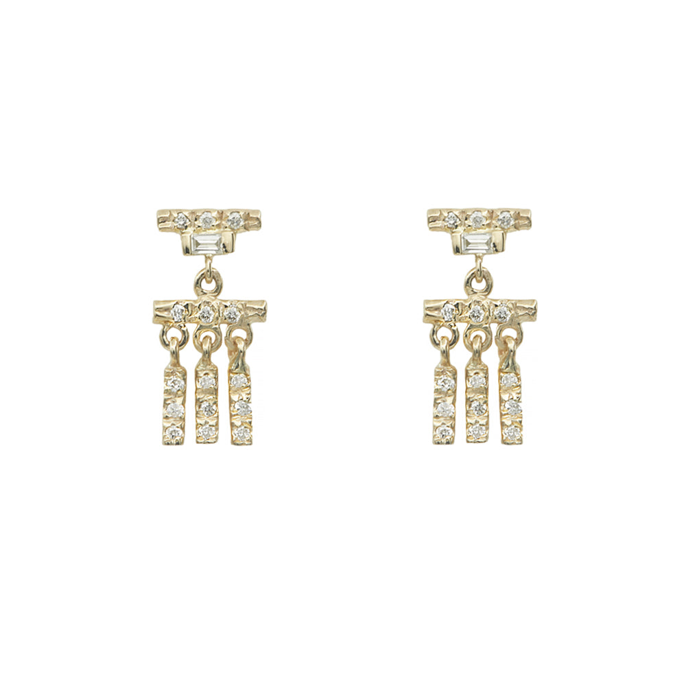Gravity baguette diamond tassel earrings
