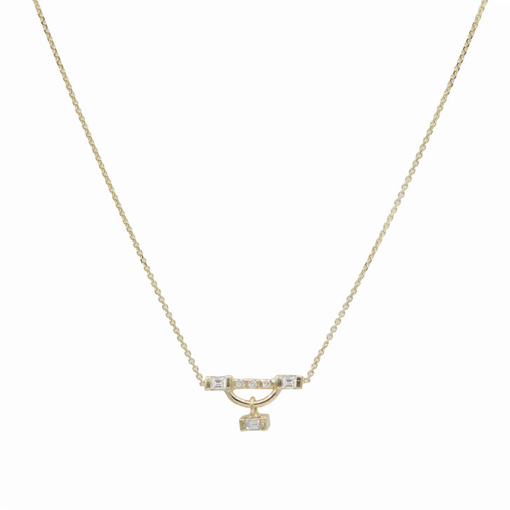 Gravity baguette diamond charm necklace