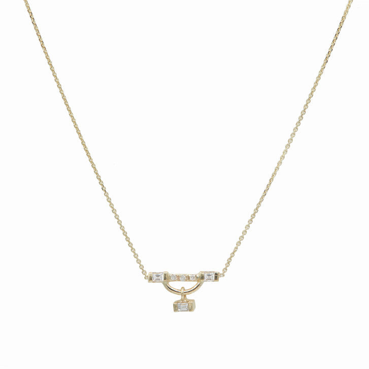 Gravity baguette diamond charm necklace