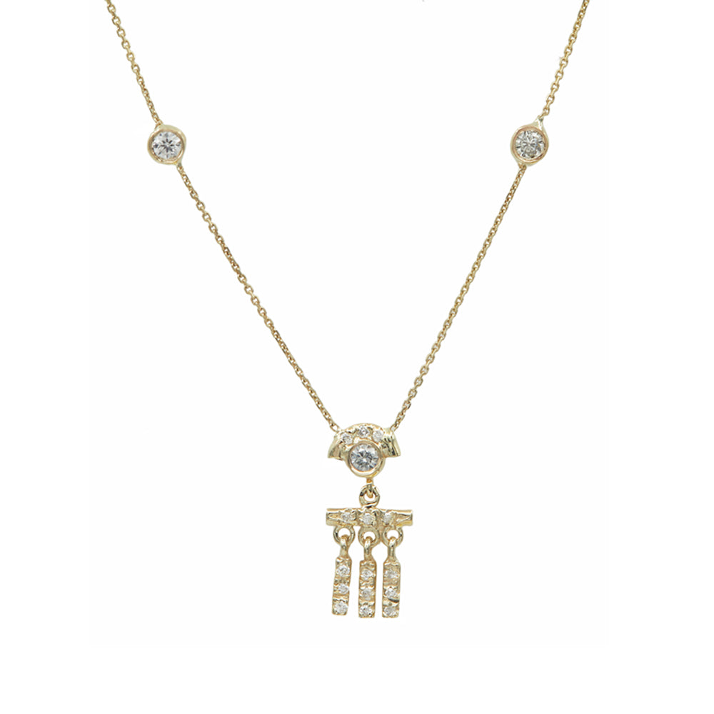 Gravity three round diamond tassel necklace