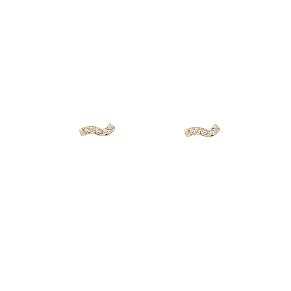Gravity wavy diamond stud earrings