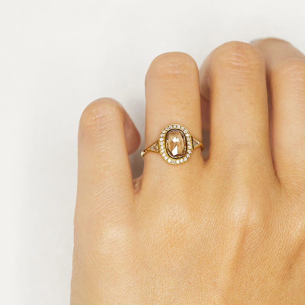 Galaxy oval rose cut diamond ring