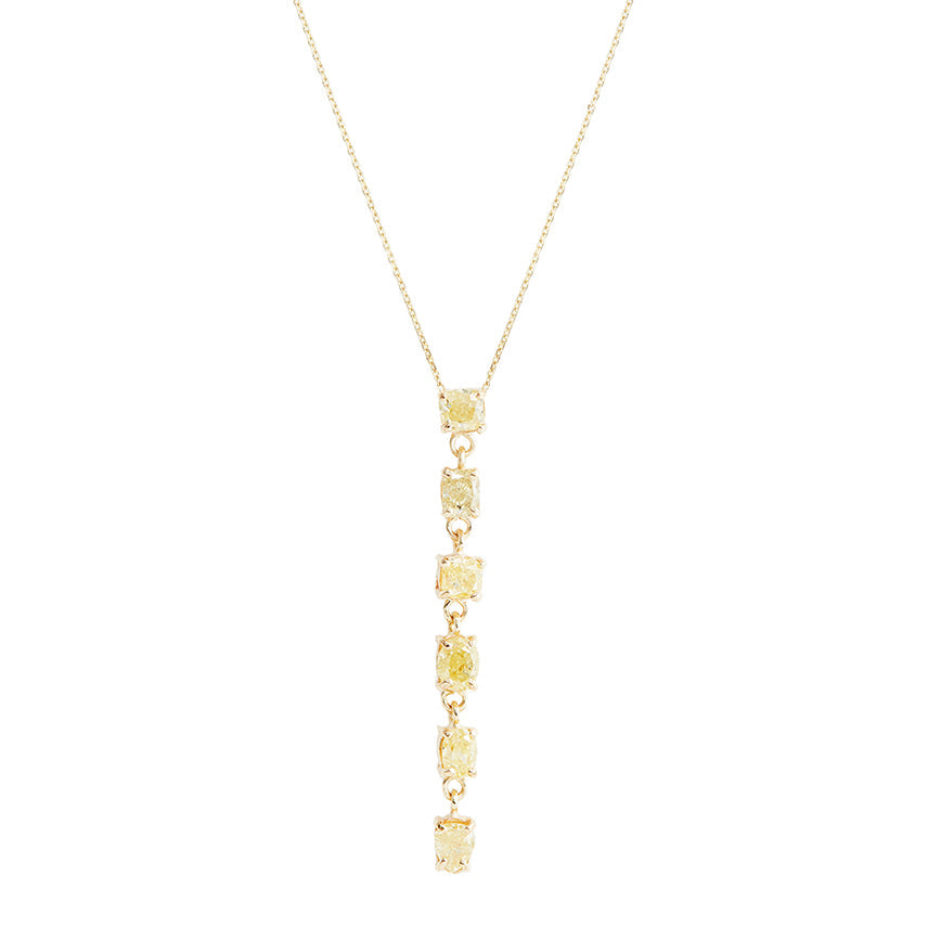 Stardust light yellow diamond Y necklace