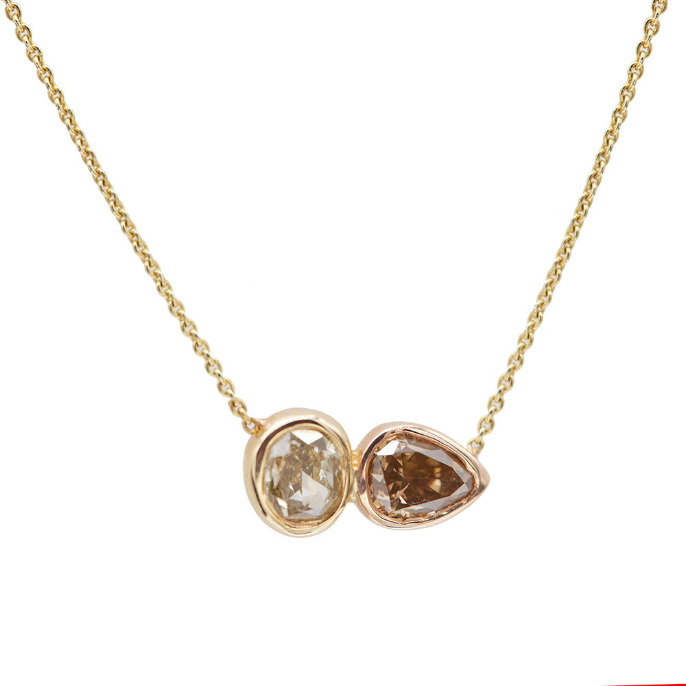 Galaxy double diamond necklace - oval & pear
