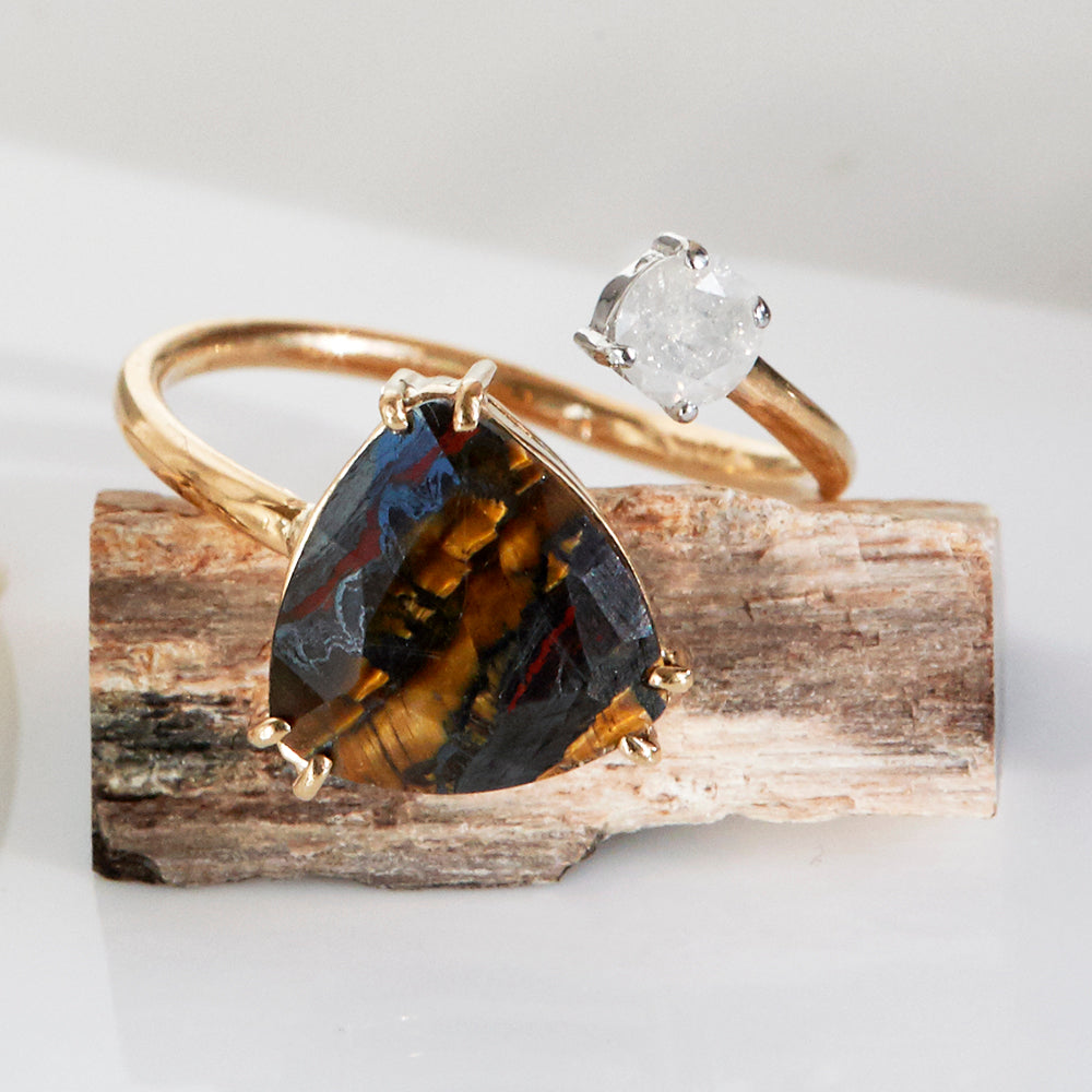 Galaxy Rare jasper hematite diamond ring