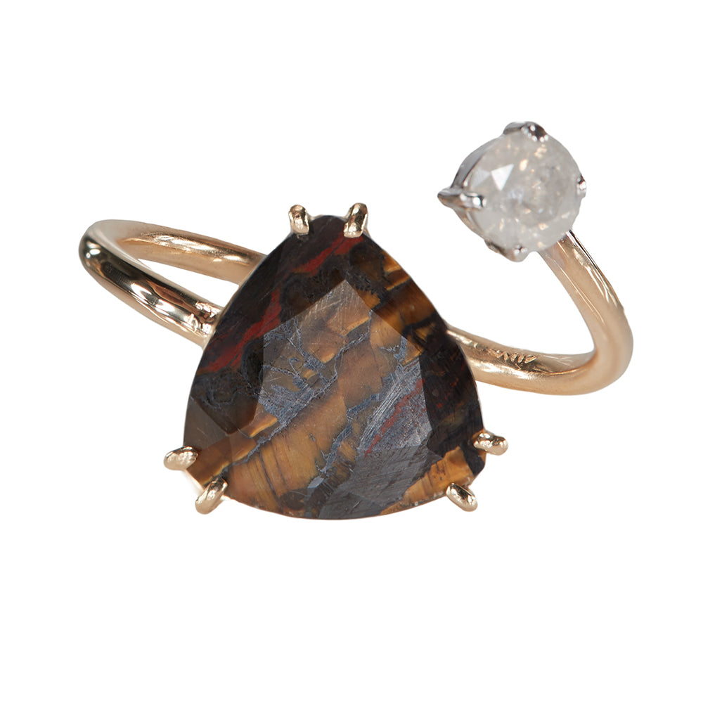 Galaxy Rare jasper hematite diamond ring