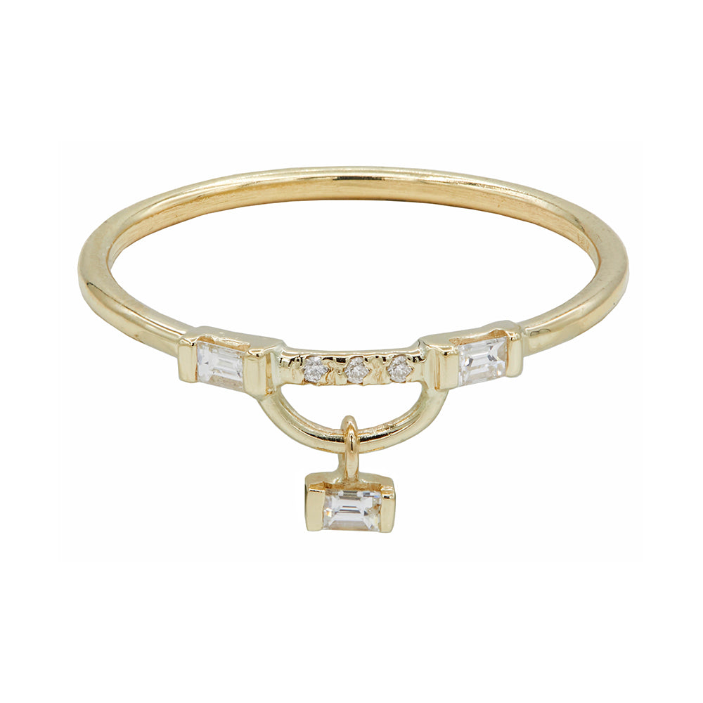 Gravity baguette diamond balance shake ring