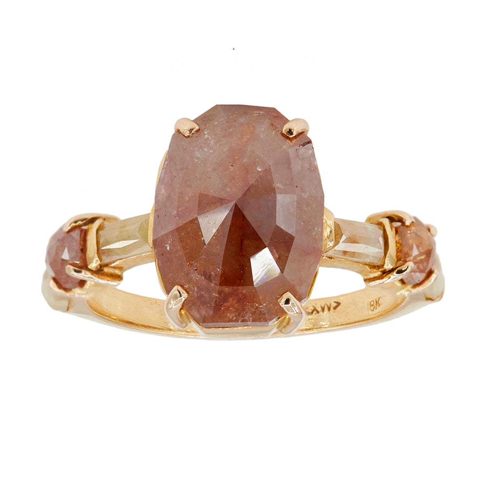 Galaxy reddish brown rose cut diamond ring