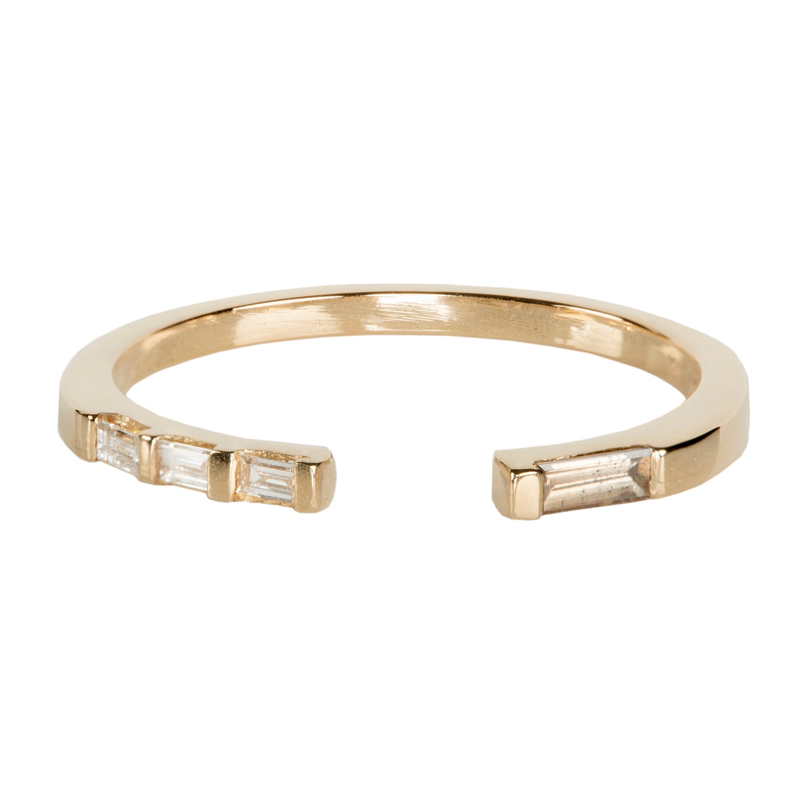 Astro white and champagne baguette diamond open band