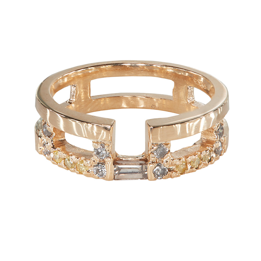 Astro multi color diamond stack ring
