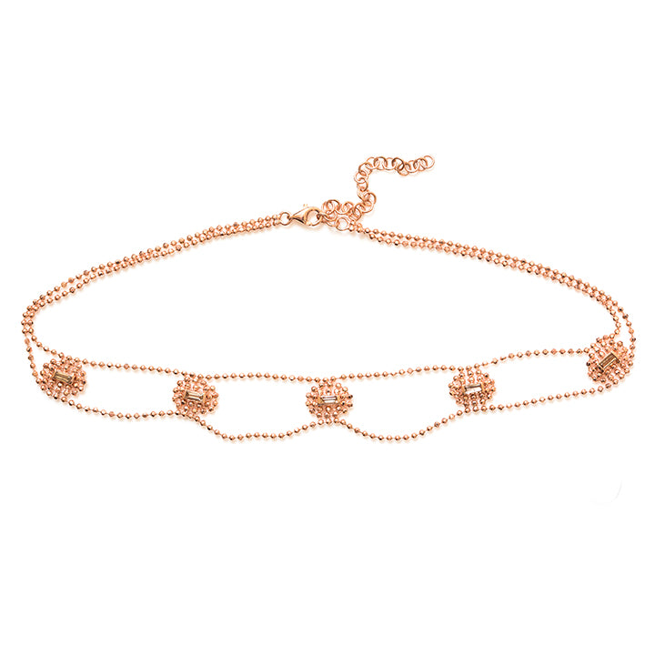 Elements rose gold baguette diamond choker