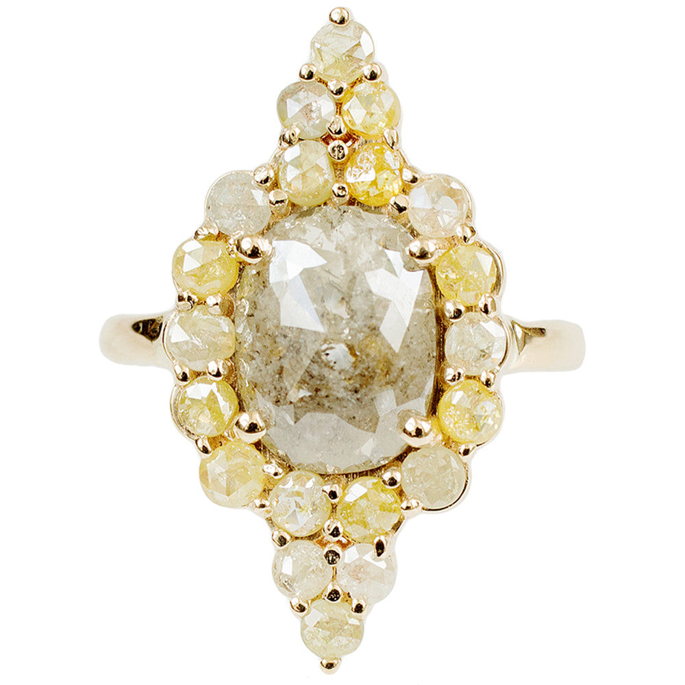 Galaxy gray rose cut diamond ring