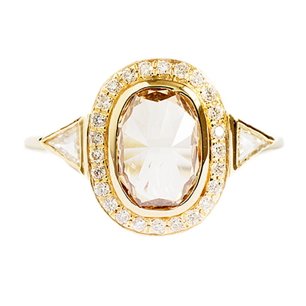 Galaxy oval rose cut diamond ring