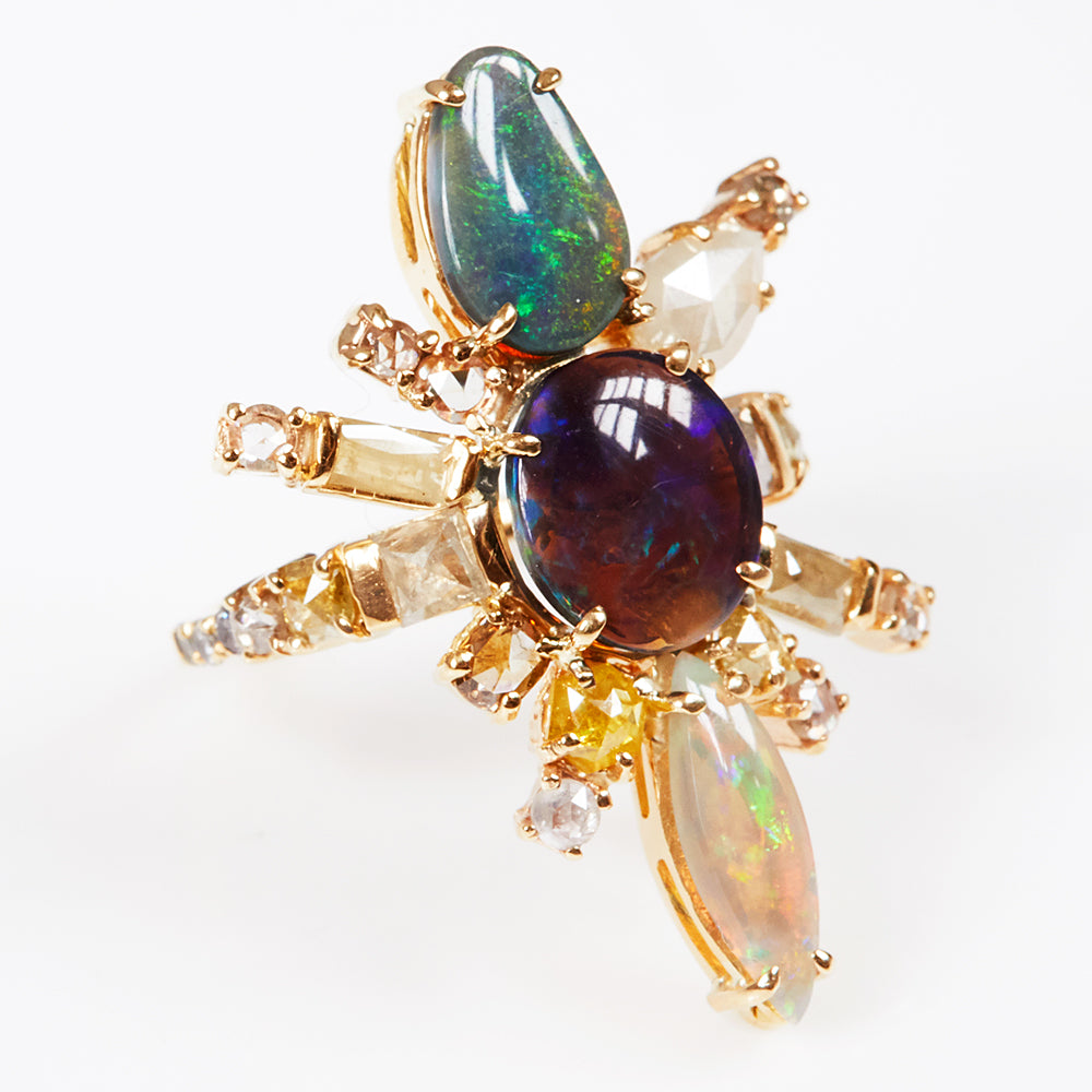 Galaxy black opal diamond ring