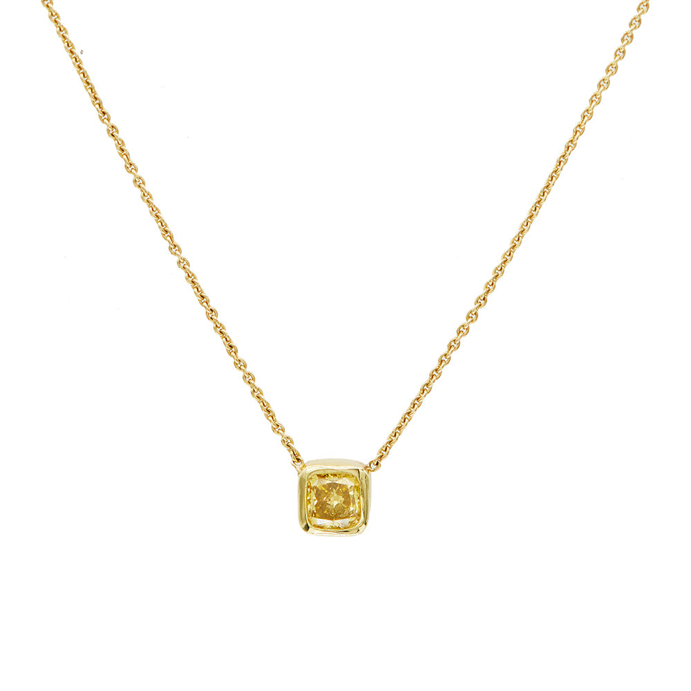Galaxy yellow cushion diamond necklace