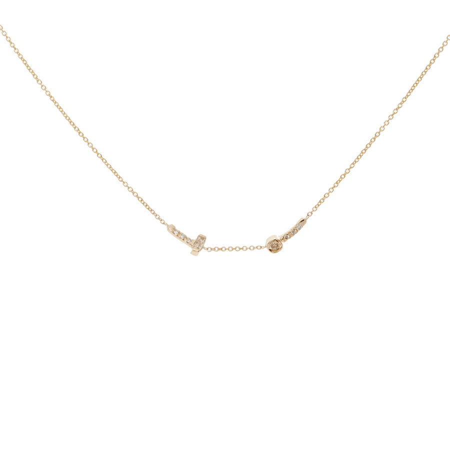 Gravity round & baguette diamond necklace