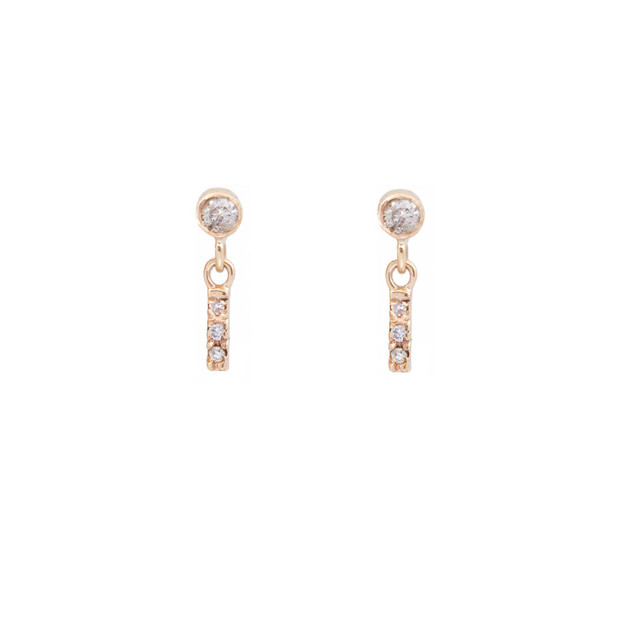 Gravity diamond swinging diamond bar stud earrings