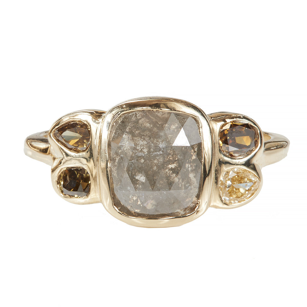 Stardust gray cushion diamond ring