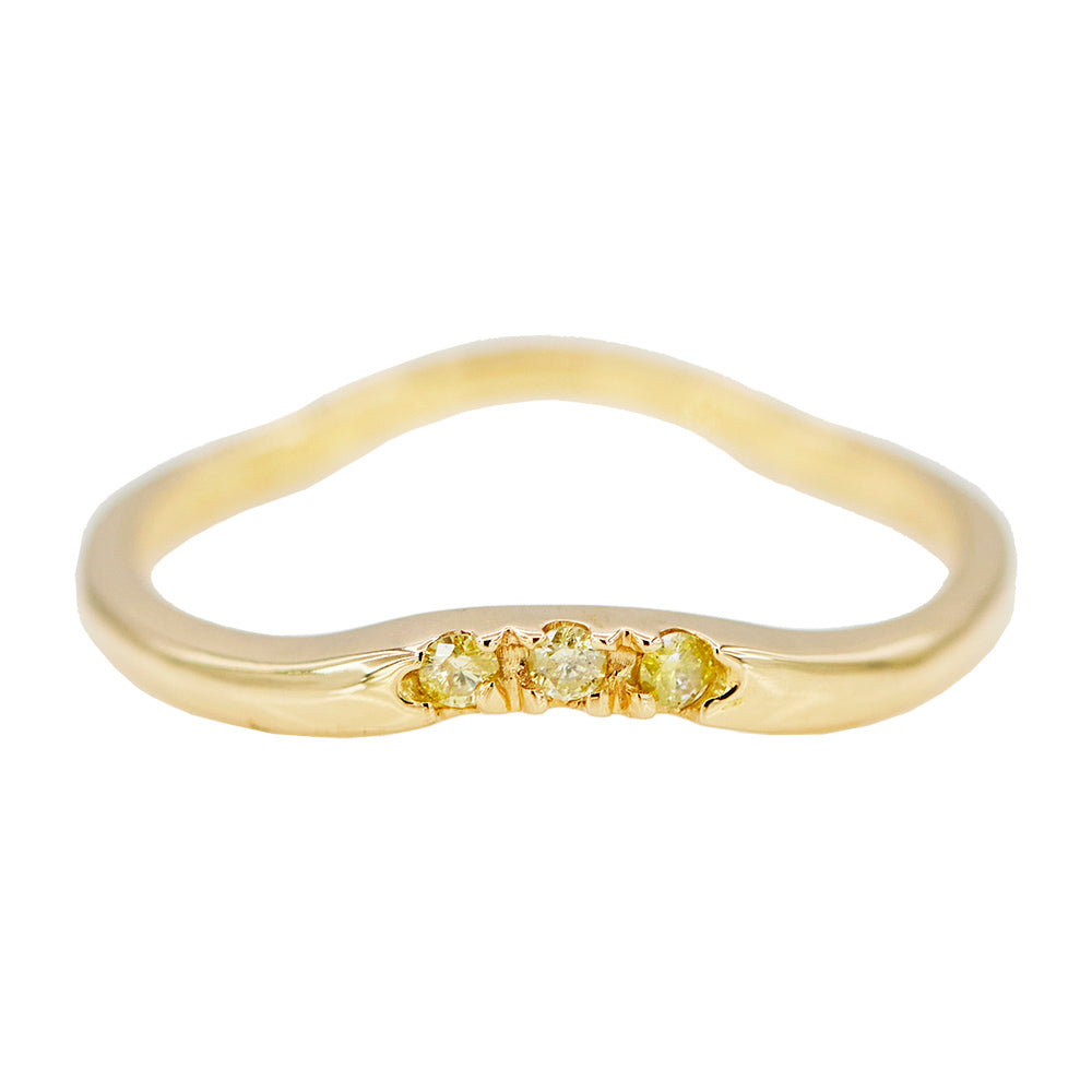 XW Bridal curved yellow diamond band