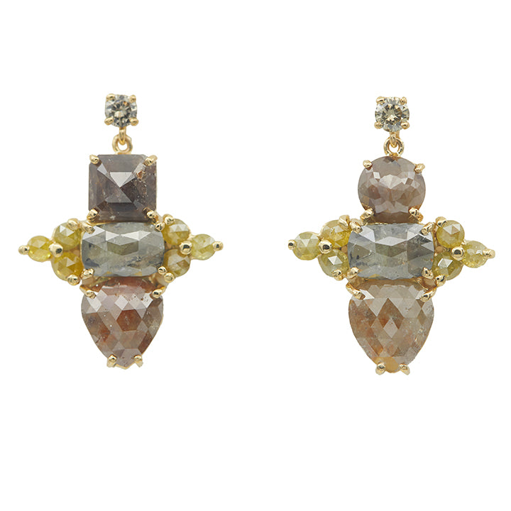 Galaxy natural color rose cut diamond earrings