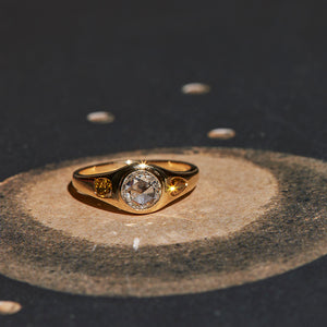Neptune rose cut round diamond ring