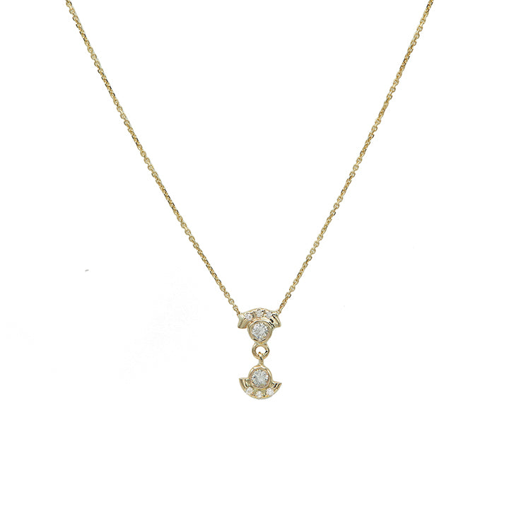 Gravity reflection round diamond necklace
