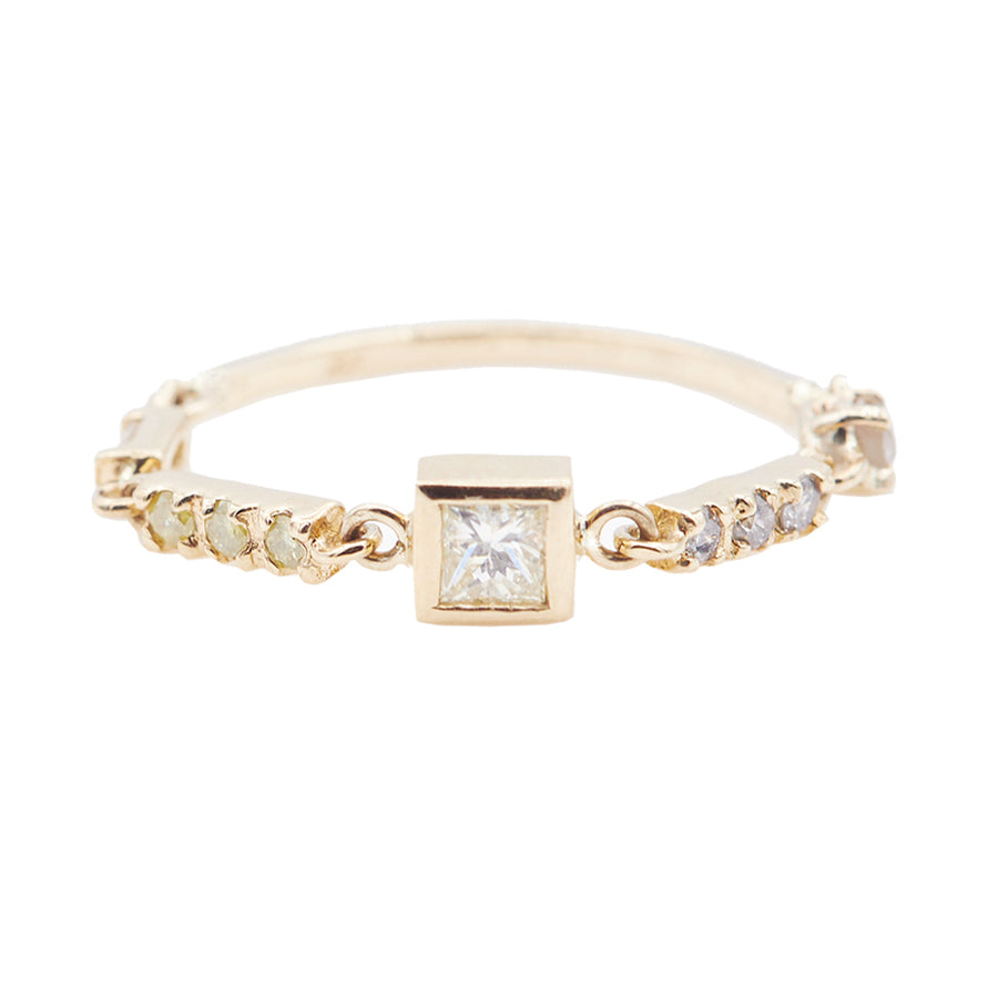Astro princess cut diamond chain ring