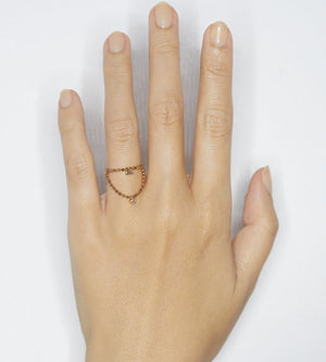 Elements diamond rose gold double chain ring