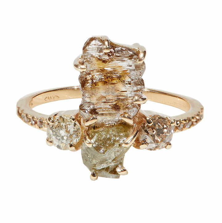 Galaxy rough double color diamond ring