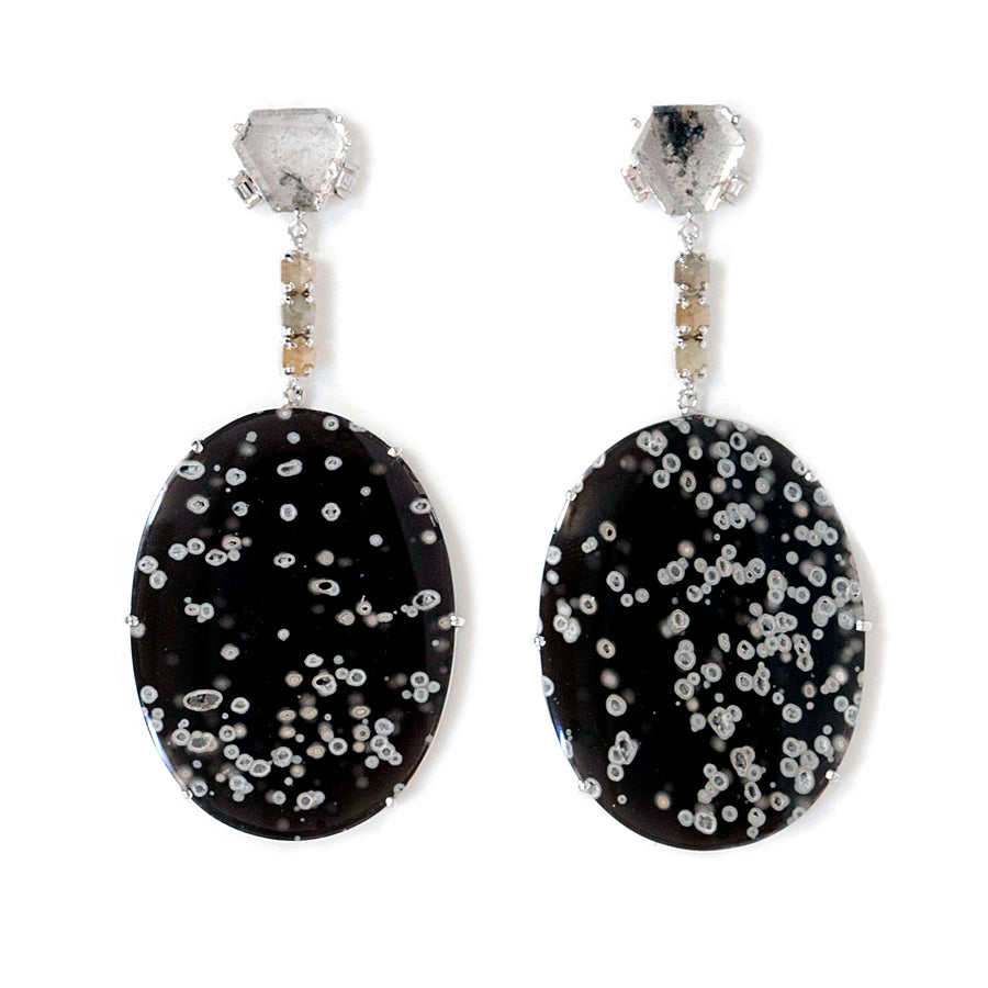Galaxy Rare cosmic obsidian diamond slice earrings