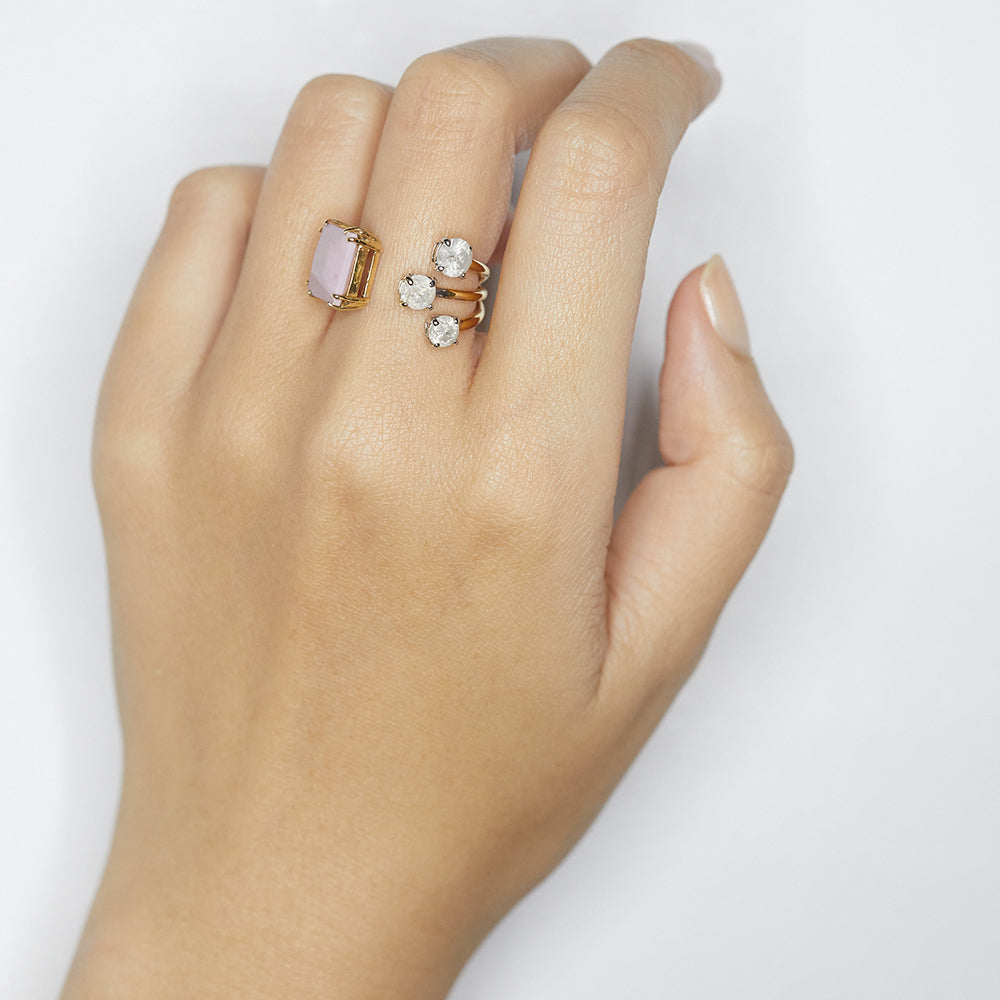 Galaxy Rare phosphosiderite icy gray diamond open ring