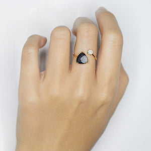Galaxy Rare snowflake obsidian diamond ring