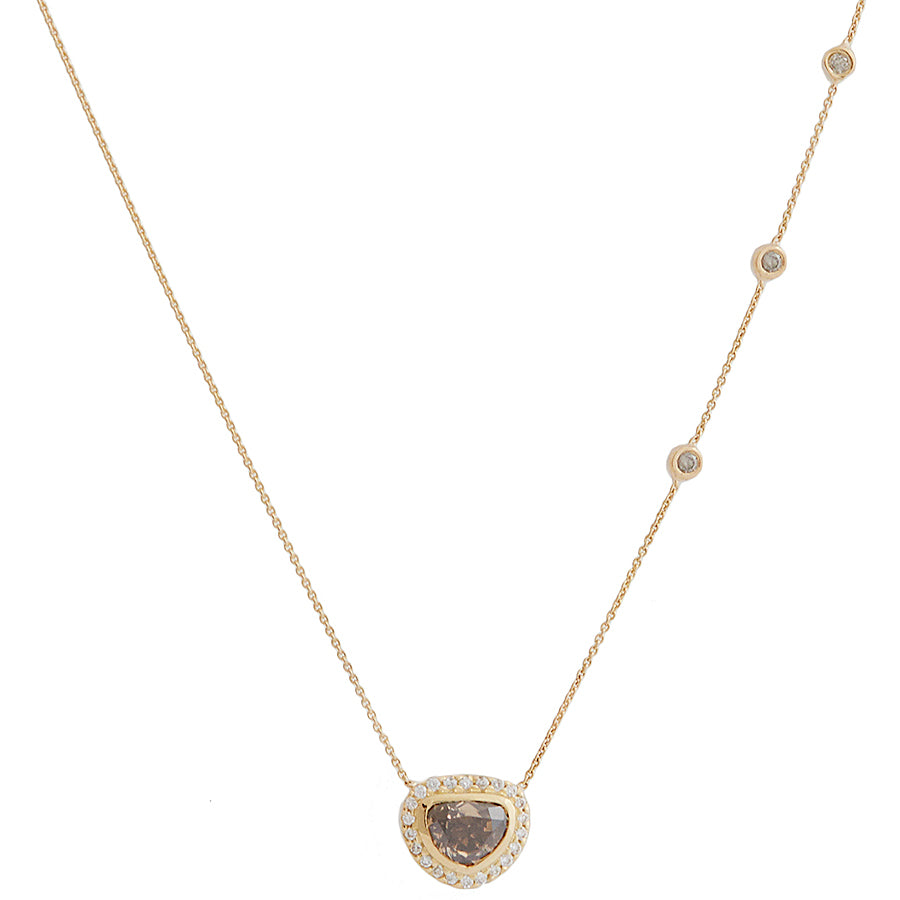 Galaxy golden brown heart diamond necklace