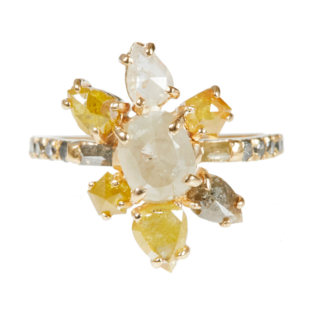 natural color rose cut diamond Galaxy ring