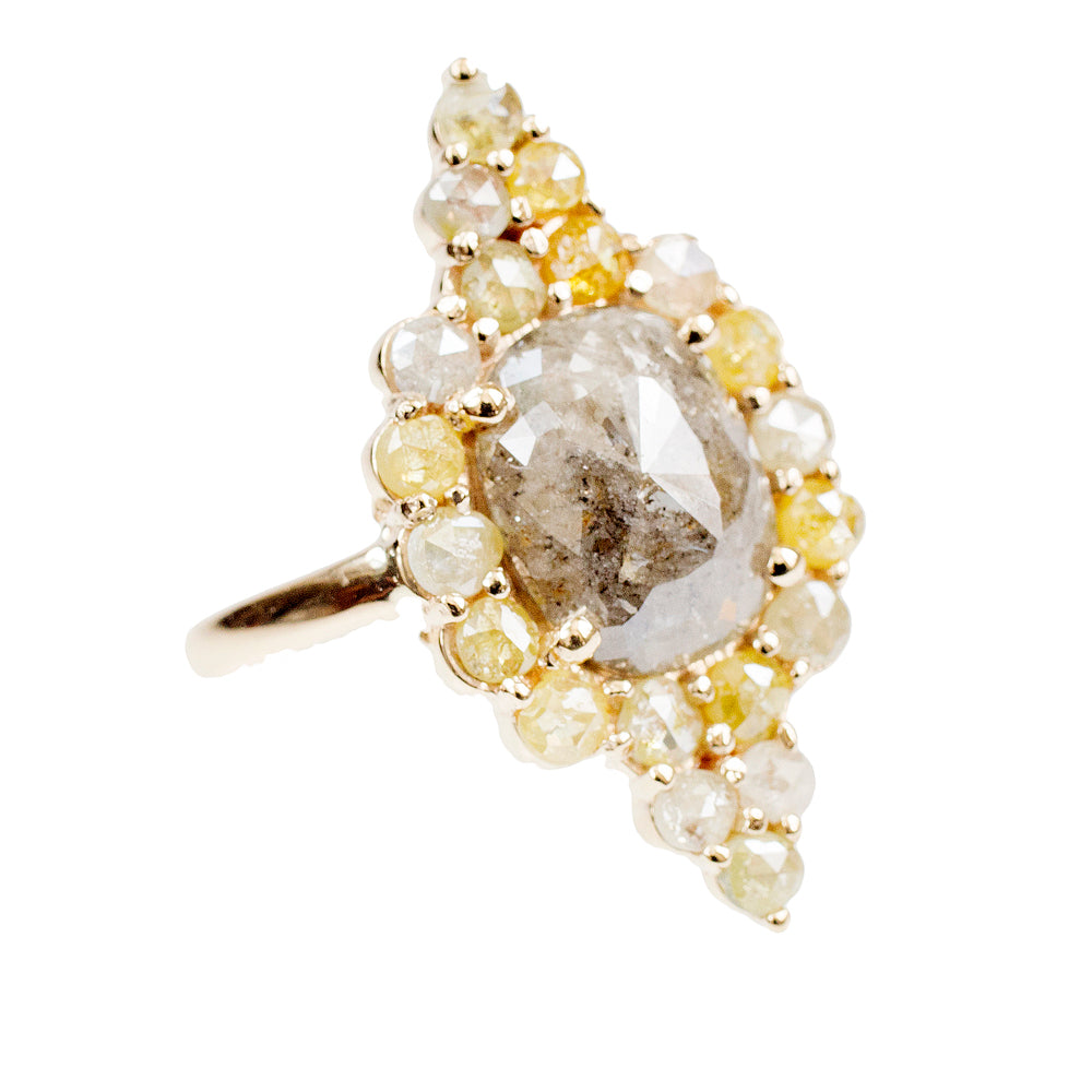 Galaxy gray rose cut diamond ring