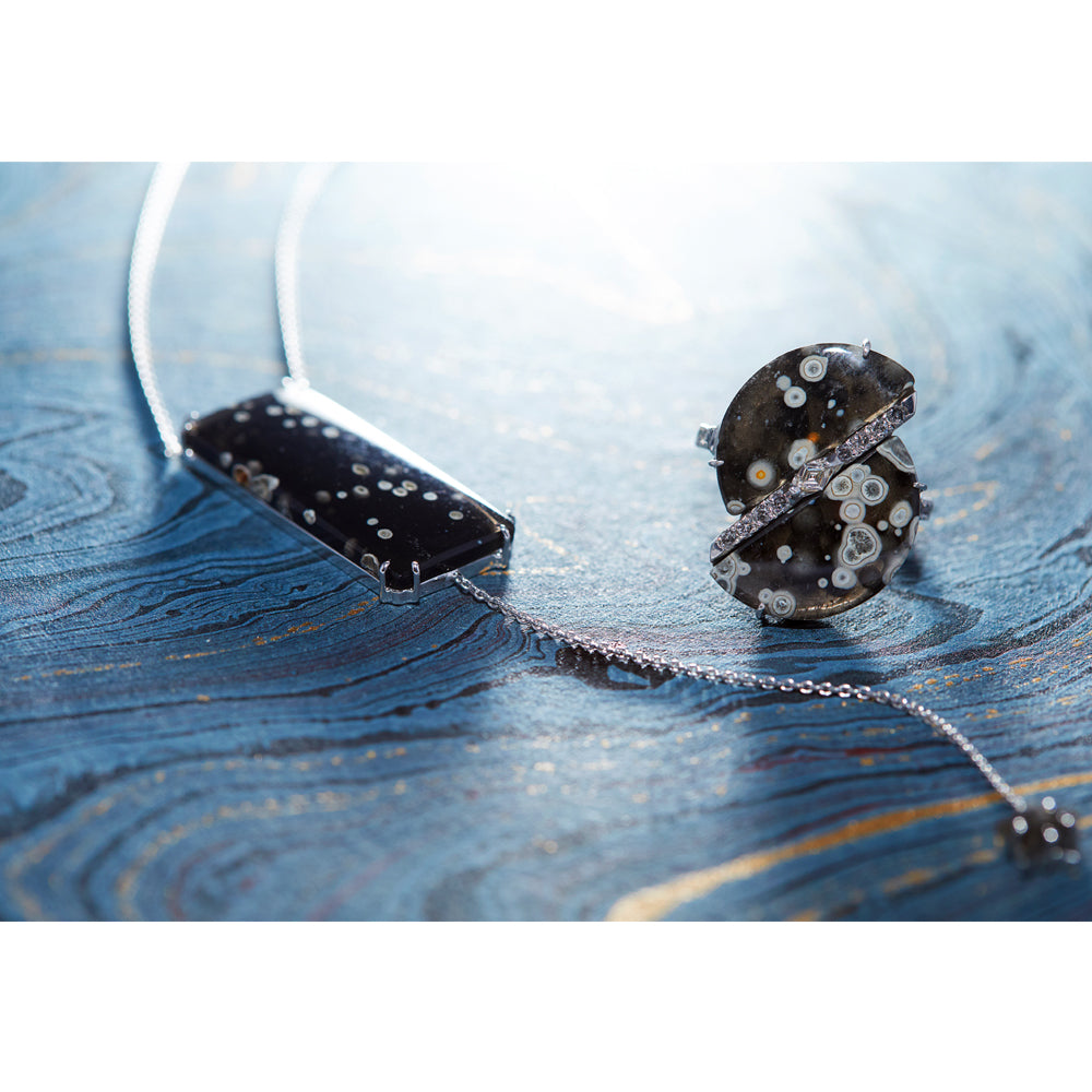 Galaxy Rare cosmic obsidian diamond necklace