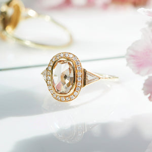 Galaxy oval rose cut diamond ring