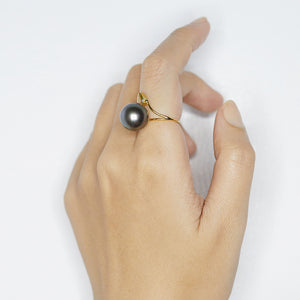 Galaxy Tahitian pearl pear diamond ring